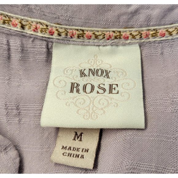 Knox Rose Shirt Womens Medium Purple Sleeveless Button Front Smocked - Picture 2 of 11